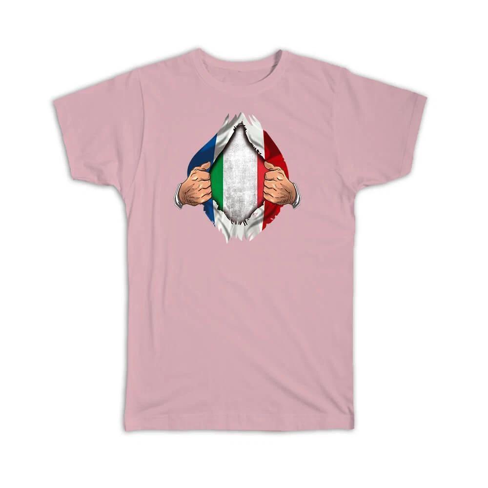 Gift T-Shirt : Italy French Flag Chest Italian S