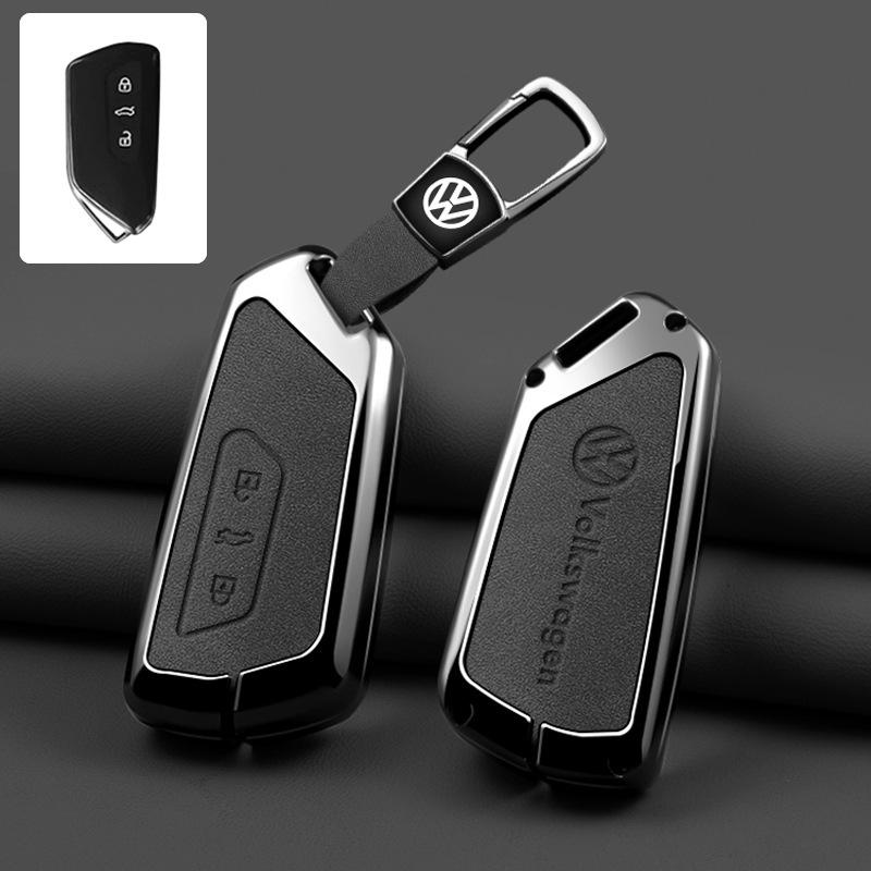 Leather Car Remote Key Fob Case Cover Protector Holder Shell For VW Volkseagen Golf 8 MK4 MK8 ID.3 ID.4 Keychain Accessories