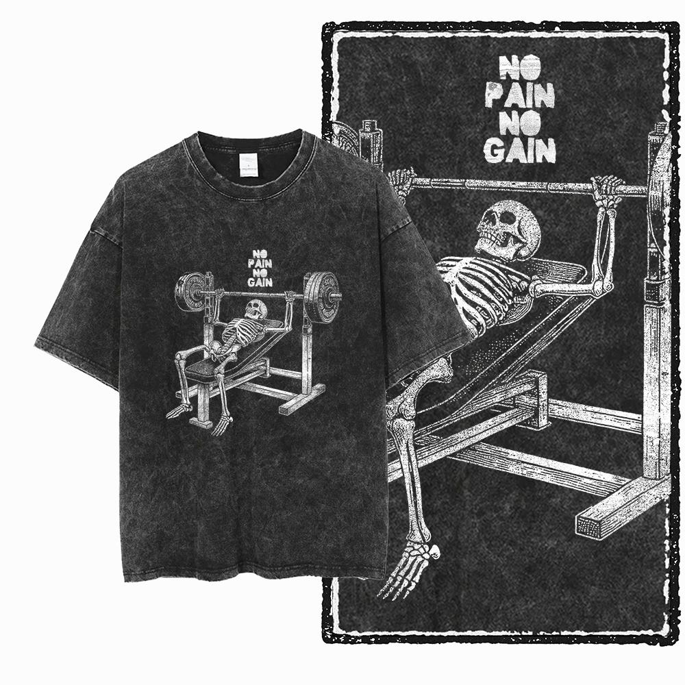 YG BODY BUILDING  Printed Cotton Acid Washed Graphic Unisex T Shirt Cool CROSSFIT Streetwear Men Tshirts Big Size Tee for men