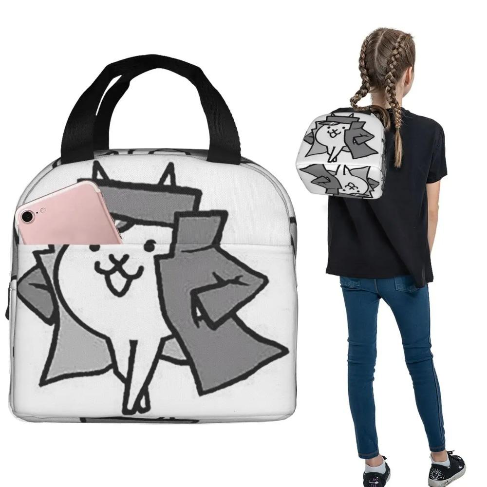 Gato Jotaro Battle Cats Insulated Lunch Bag for Women Children Leakproof Food Boxes Thermal Lunch Box Tote