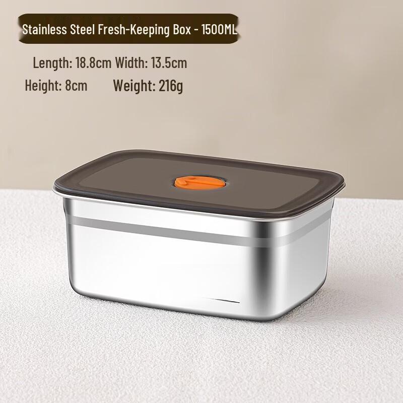 

Ru Han 316 Stainless Steel Food Prep & Storage Boxes with Lids, 1500ml Set of 2