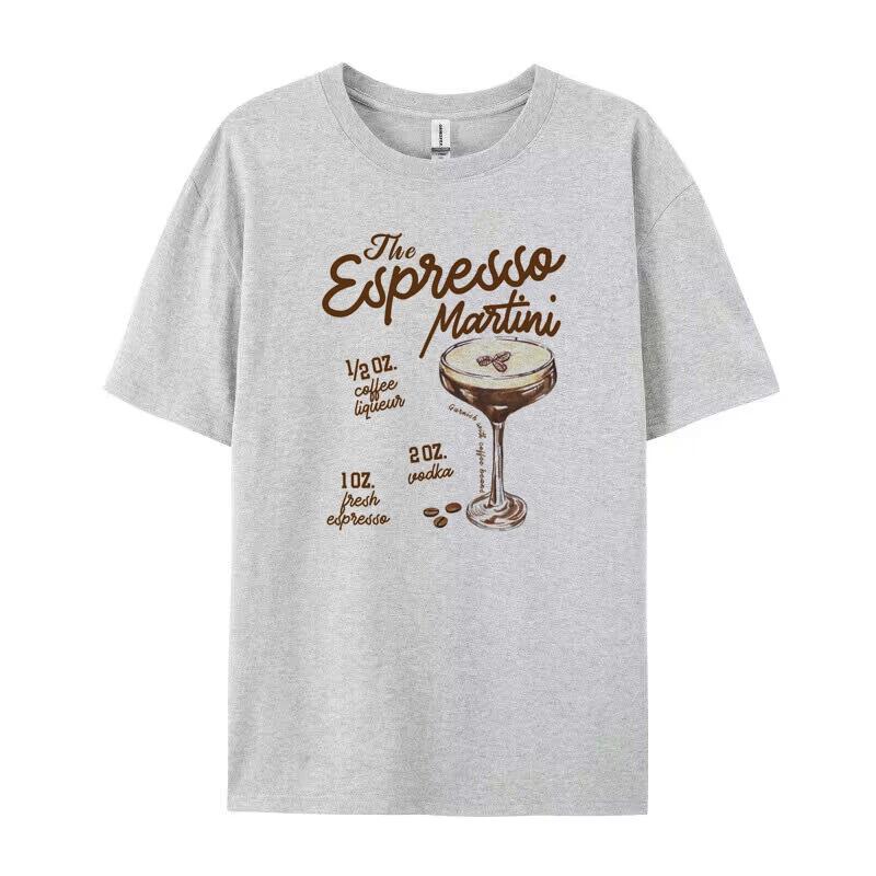 Espresso Martini Recipe Women Vintage TShirts Retro Alcohol Drink Tshirts Cute Loose Cocktail Lover T Shirt Unisex Clothes Gift