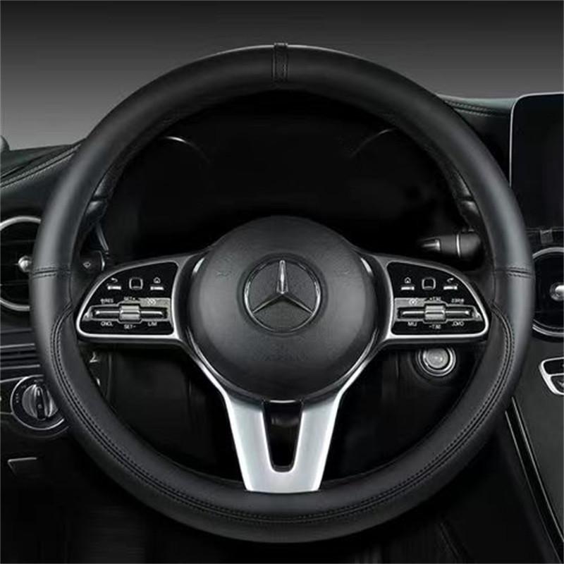 Full Leather Universal Car Steering Wheel Cover Breathable Anti Slip Car Decoration 37-38cm Steering Wheel Cover Accessories