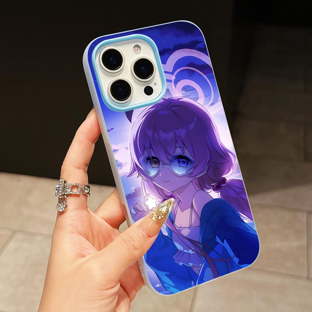 

Blue Archive Takahashi Hoshino Jelly Double layer Light Blue Mobile Phone Case for iPhone 17 16 15 14 13 12 11 Air Pro Max Plus iPhone 16