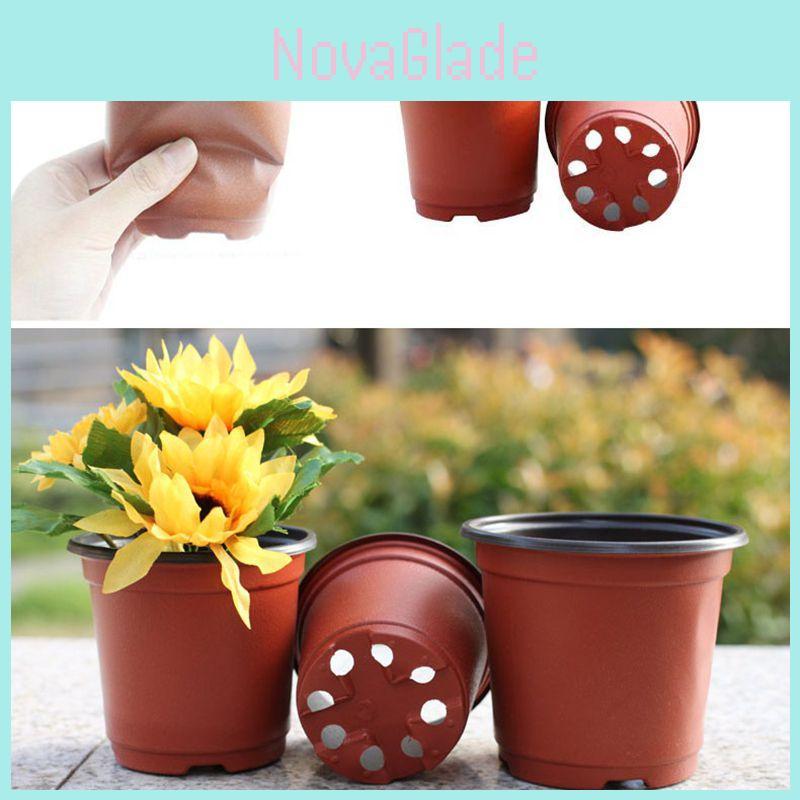 And Lightweight 10/50/100pcs Double Color Plastic Plants Nursery Pot For Seedlings**