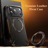 Oatsbasf Leather Phone Case for IPhone 17 Pro/Pro Max/17 Air with Ring Stand 360° Rotatable Magnetic Shockproof Bumper Cover