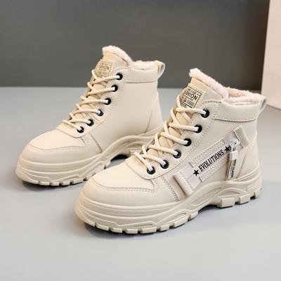 Flat Booties Women Snow Boots Padded Ankle White Sneakers Warm Short Barrel Winter 2024 Furry Shoes for Women Footwear Shoe Boot