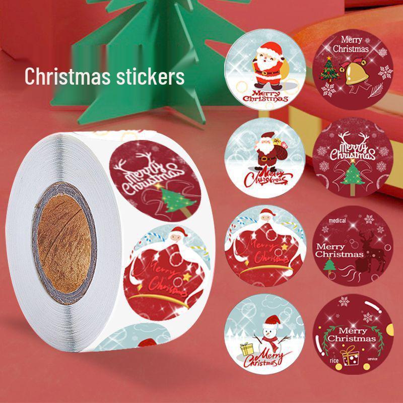 

500 рождественских мультяшных наклеек: Санта, Дерево, Праздничные Подарочные Декоративные Этикетки Santa Claus - 500 stickers/roll - 2.5cm