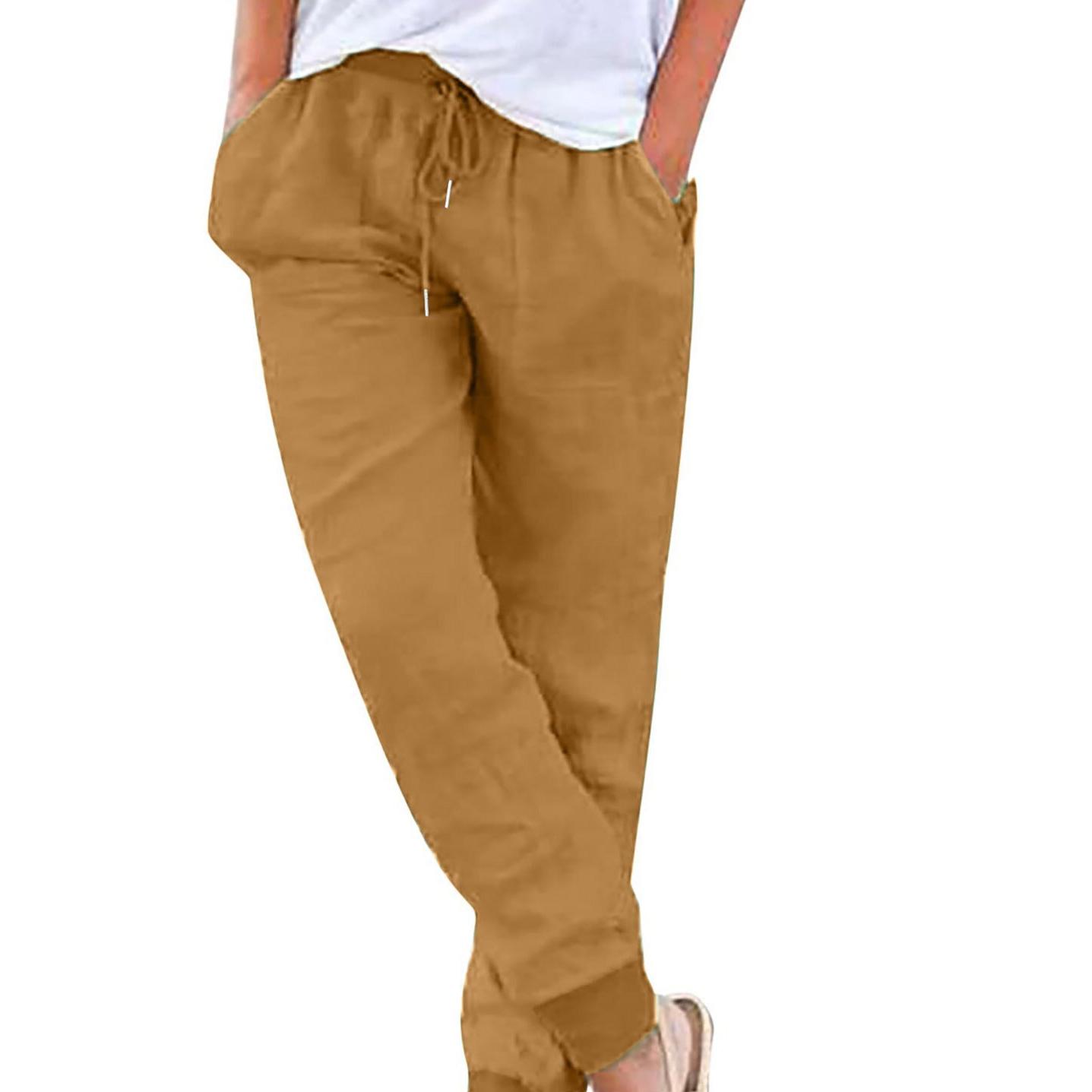 

Жіночі бавовняні лляні штани Жіночі осінь-весна дихаючі однотонні бавовняні лляні штани Фітнес Вуличний одяг до щиколотки M