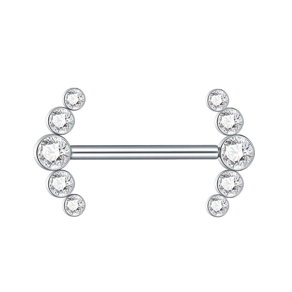 1 Peça Barra de Titânio para Mamilo com Argola Cristal CZ Banhada a Ouro com Escudo Pendurado Barra para Mulheres Piercing de Mamilo com Rosca Interna