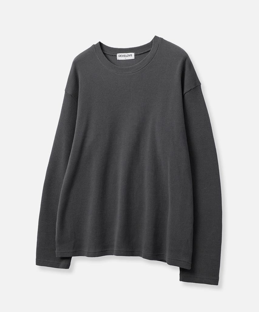 Dibellobeu Basic Waffle Long Sleeve_Charcoal