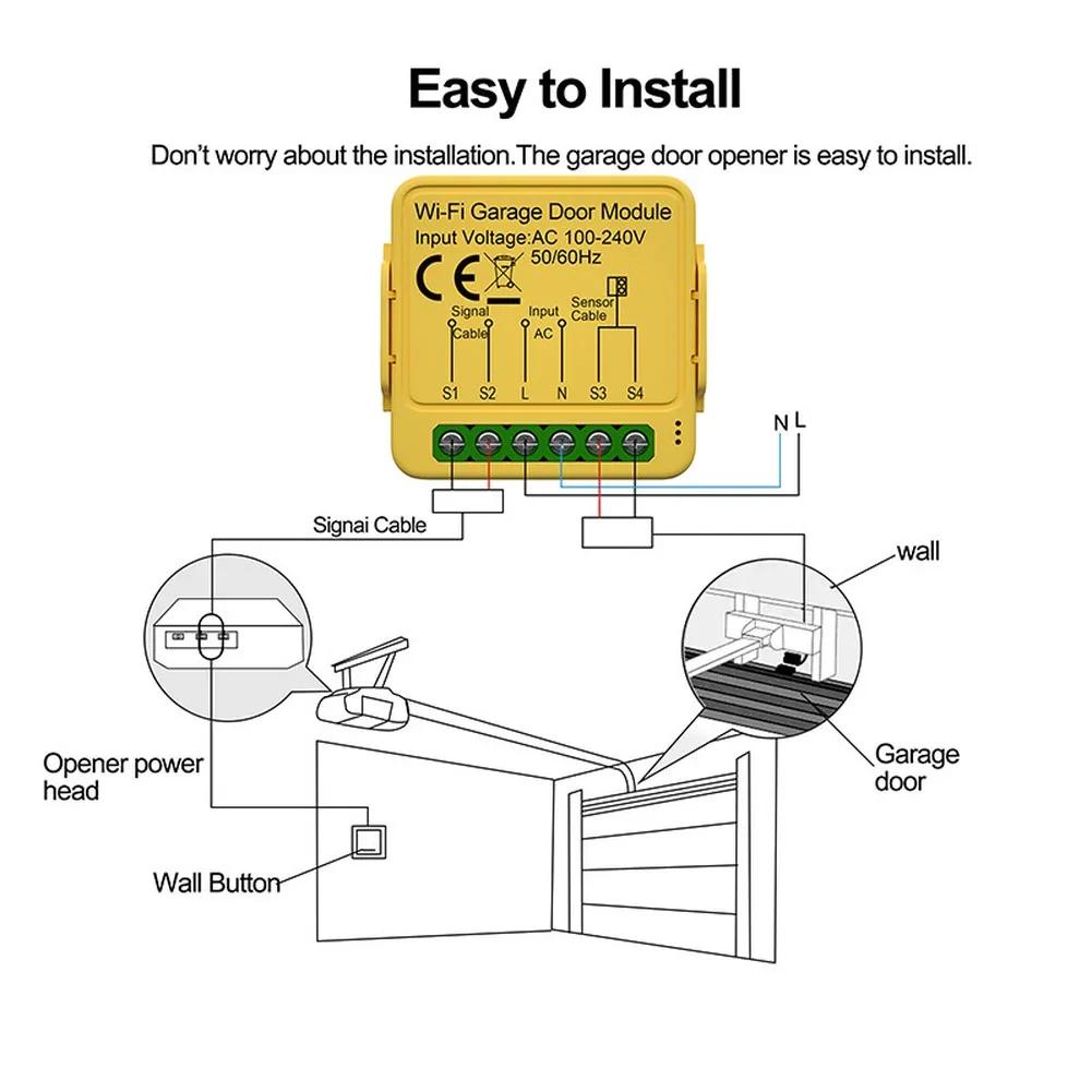 1 Set Garage Door Opener For-Tuya Smart Wifi App Intelligent Garage Door Switch Module Wifi Doors Opening Controller Accessories