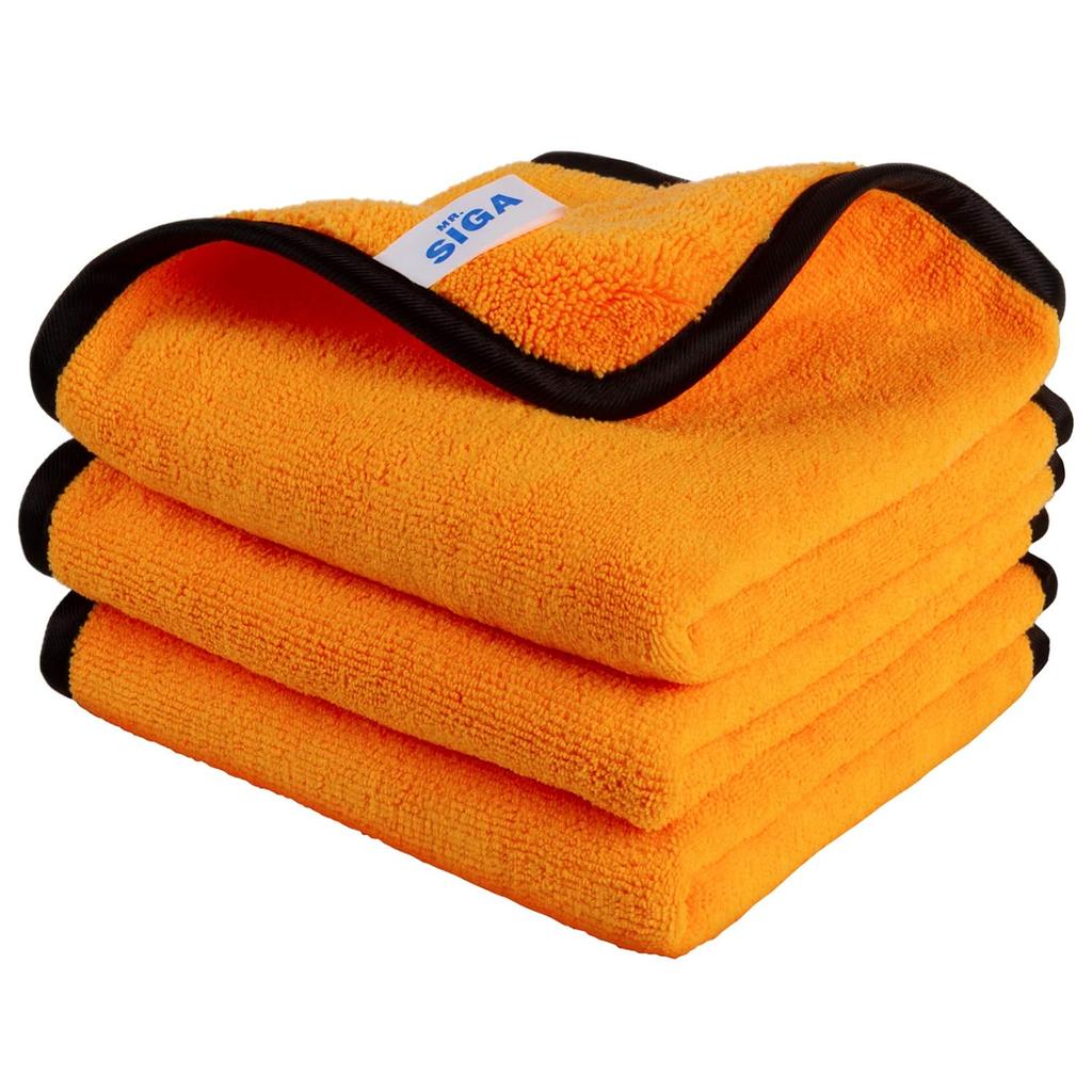 MR.SIGA Car Wash Towel (60x40cm) Set 3 Thick Microfiber Cloths Washing Household Cleaning