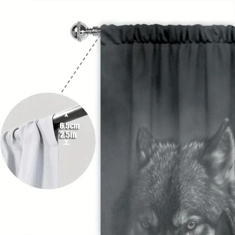Wolf Pack Printed Curtain Home Decor Window Treatment Bedroom Kitchen Living Room For Area Made Of Polyester With Rod Pocket
