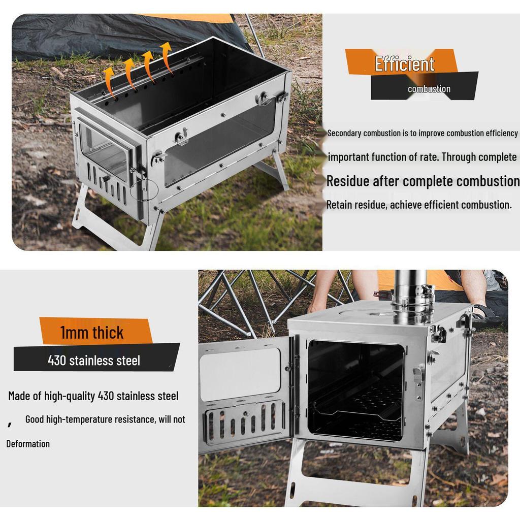 Lightweight Titanium Alloy Folding Stove for Outdoor Tent Heating and Hiking