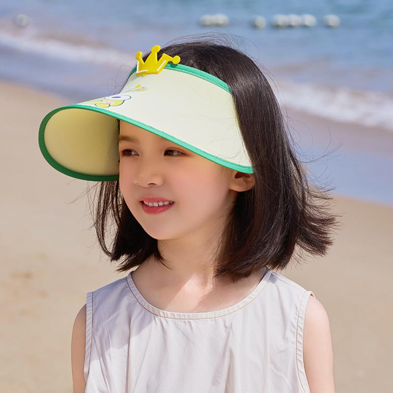 Cartoon Kids Summer Sun Hat With Wide Brim Breathable Polyester For Outdoor Play And Sun Protection