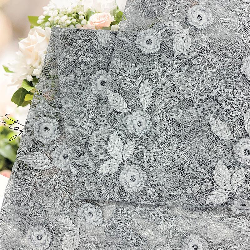 3D Embroidered Floral Lace Fabric for Dresses and Children's Clothing