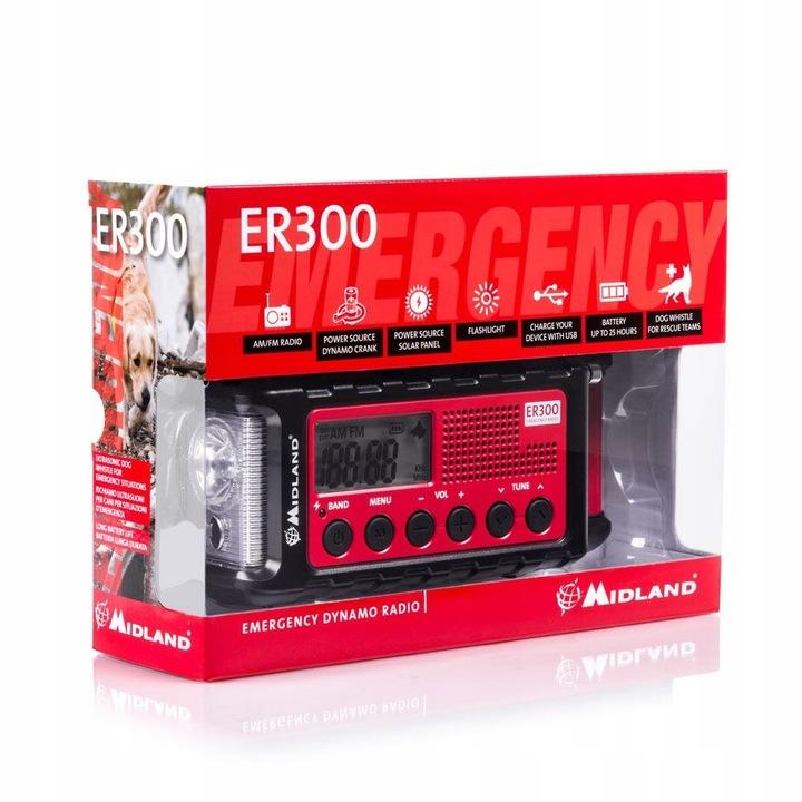 Midland Er300 Latarka Powerbank Radio Awaryjne Am/Fm Dynamo Solar Usb