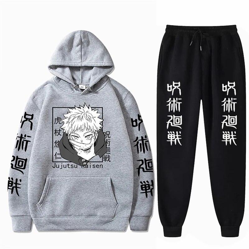

Чоловічий комплект Аніме Джу-дзюцу Кайсен Толстовка Штани Чоловічий повсякденний комплект 2 шт. Довгі рукави Харадзюку Годжо Сатору Графіка Толстовка Толстовка 5XL