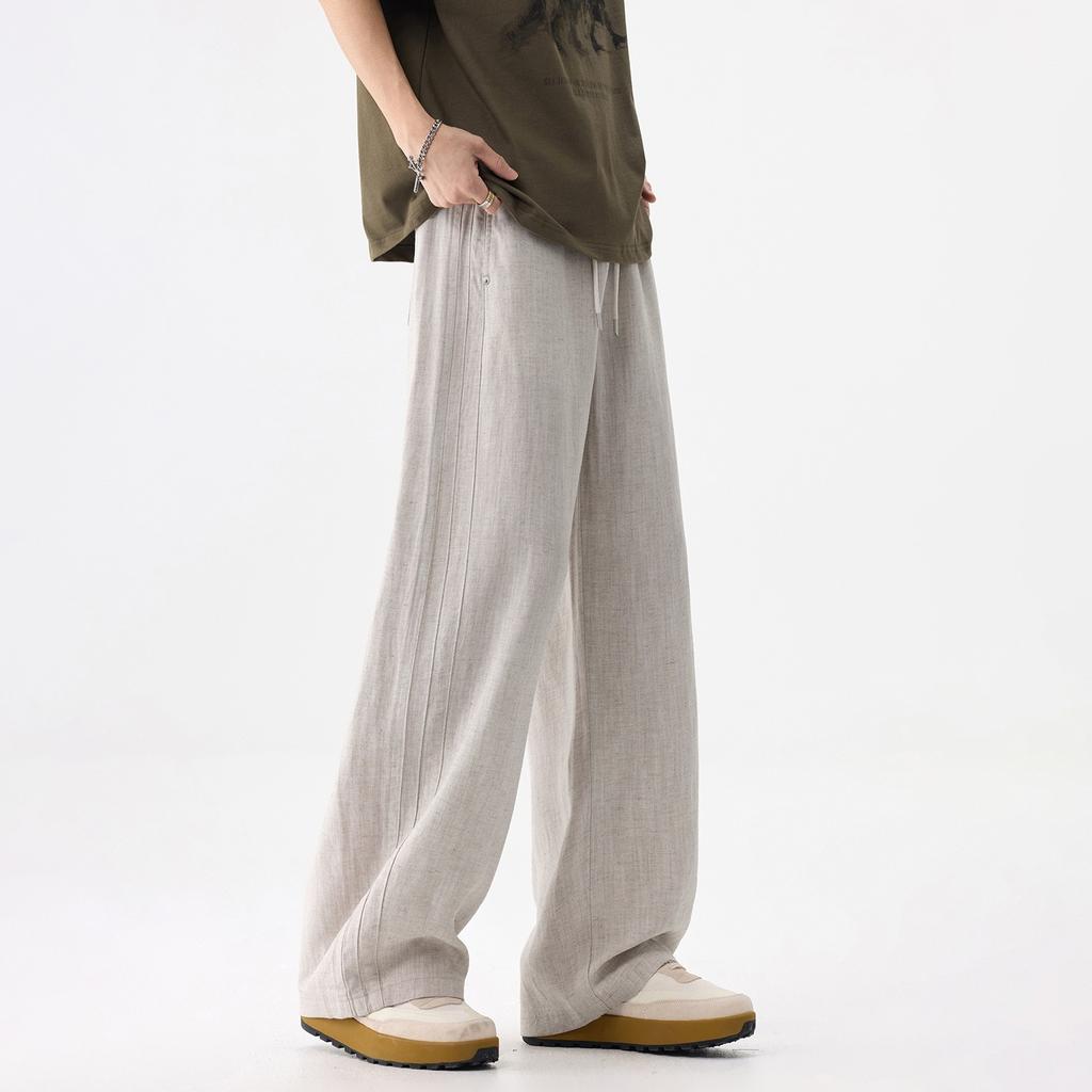New Summer Lyocell Linen Pants Men's Thin Wide-leg Scimitar Pants Casual Trousers Men's