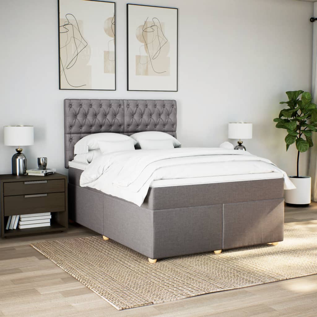 Vidaxl Letto Continentale Con Materasso, Taupe, Tessuto, 140X200 Cm