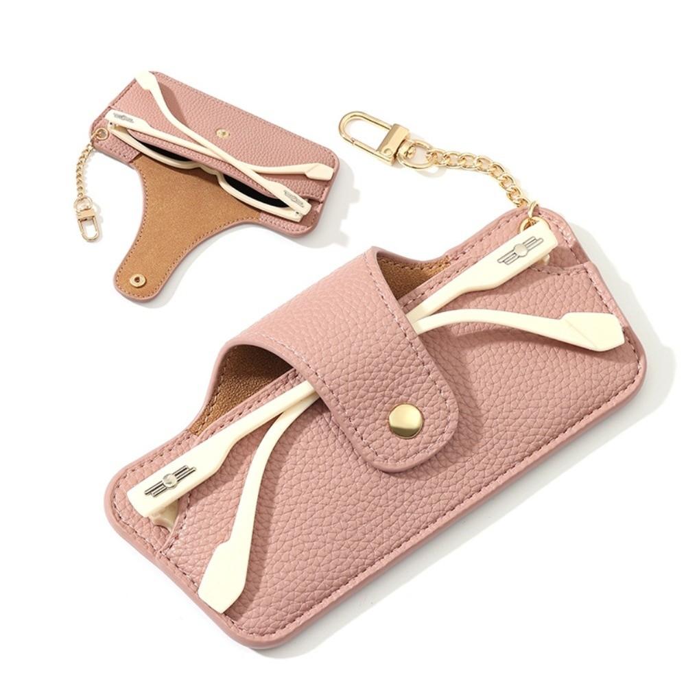 with Bag Pendant Leather Glasses Case PU Eyewear Protector Reading Glasses Storage Bag  Sun Glasses