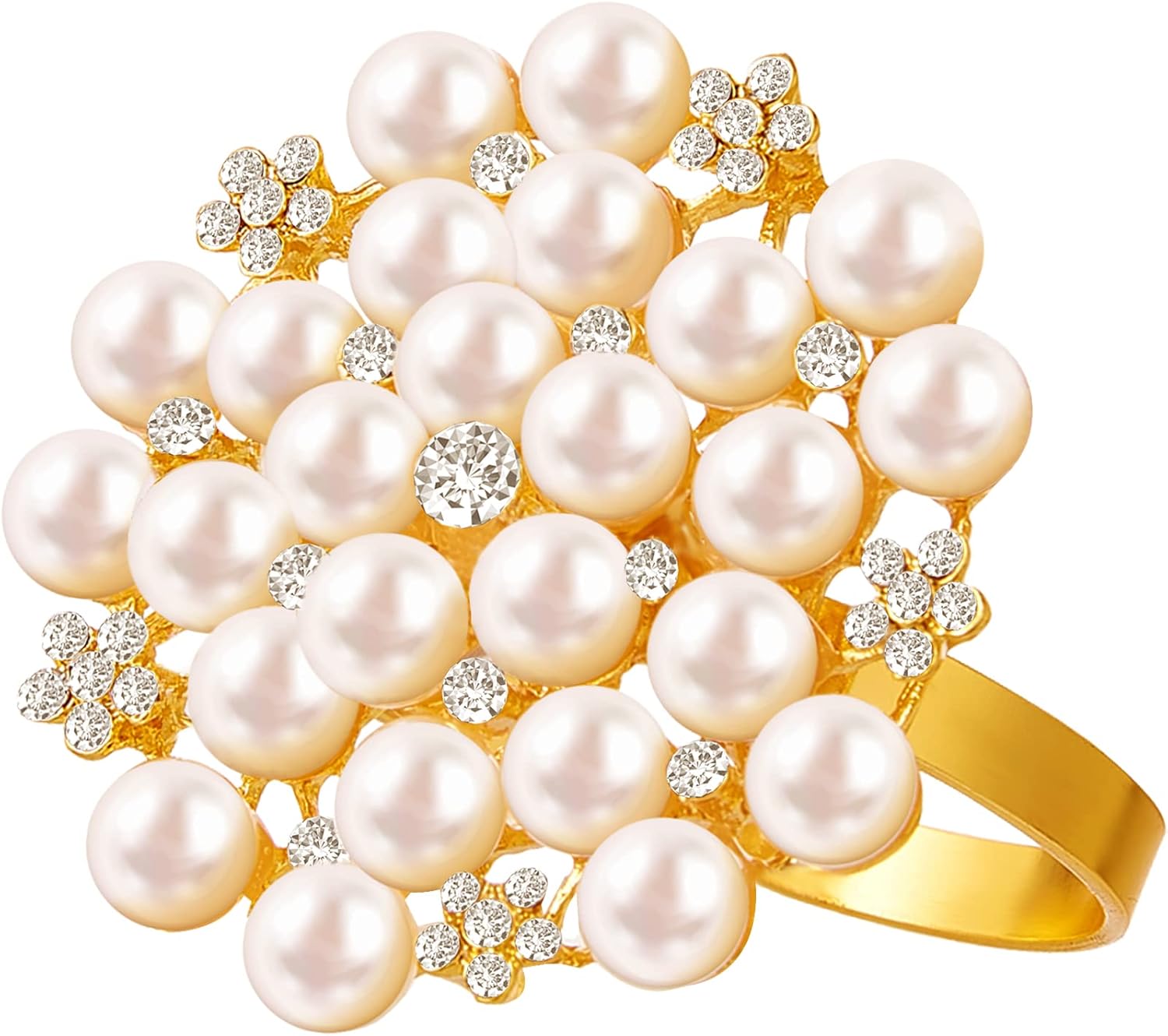 

4 шт. жемчужные кольца для салфеток для украшения сервировки стола, стразы, золотая пряжка для салфеток, элегантный держатель для колец для салфеток для украшения свадебного обеденного стола 4pcs