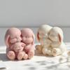 DIY Easter Bunny Couples Silicone Mold Handmade Aroma Candle Molds Cartoon Rabbit Plaster Resin Decoration Craft Mould