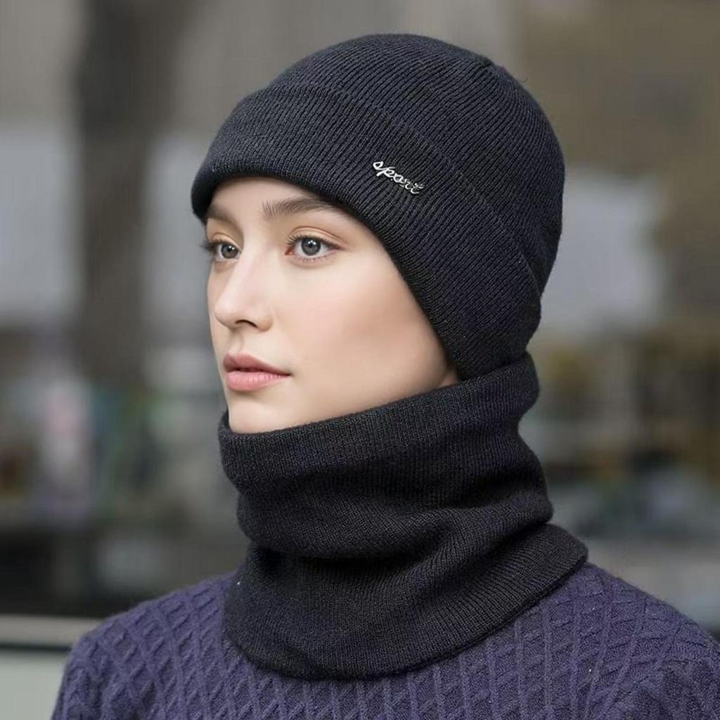 Men Women Winter Warm Suit Classic Plain Color Plush Fur Lined Winter Knit Hat Outdoor Basic Keep Warm Dandy Hat Cap