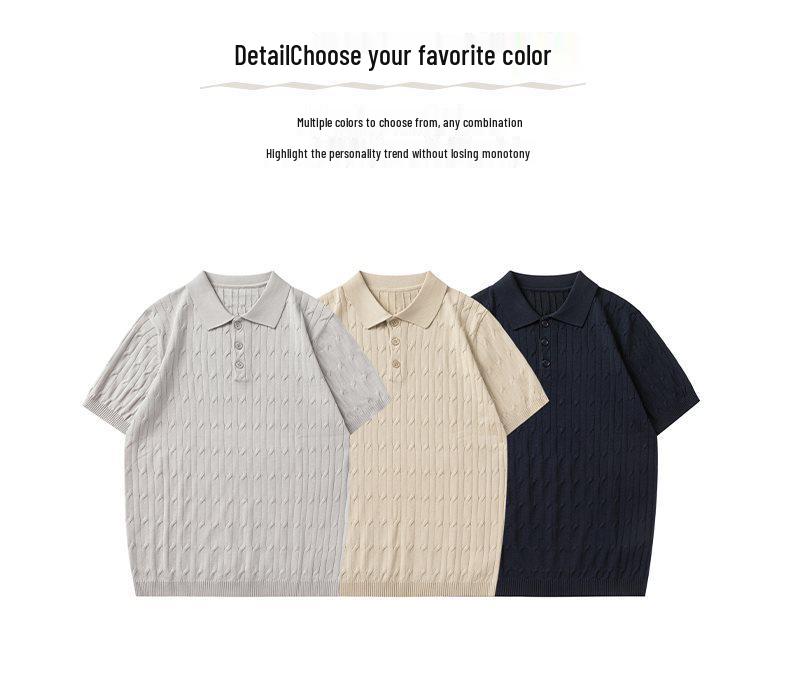 Summer 2026 Men's Loose Japanese Style Knitwear - Short Sleeve Trendy Design