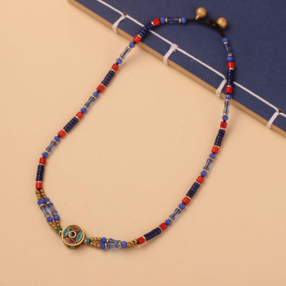 Handmade Nepal Ethnic Woven Clavicle Chain - Women’s Vintage Style Sweater Necklace, Versatile Design