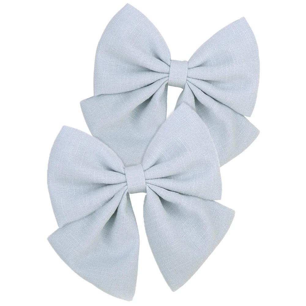 2 Pcs/lot Cute Solid Cotton Hair Bows With Clip For Girls Hair Clips Handmade Hairpins Barrettes Headwear Kids Hair Accessories