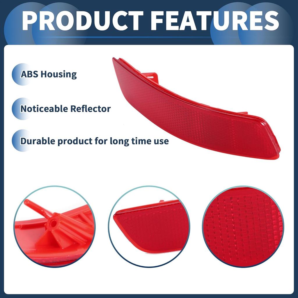 Bumper Reflector Rear Right 7.09"x1.50" Bumper Reflector Side Marker No.81910-30040 for Lexus ES300h 2013-2018 Plastic Red Durable