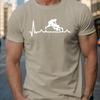 Wrestling Heartbeat ECG Graphic Tee Mens Short Sleeve Cotton TShirt Casual Summer