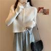 Women's 100% Pure Wool Stand Collar Loose Cardigan - High Neck Ribbed Cashmere Sweater, Autumn & Winter Style.