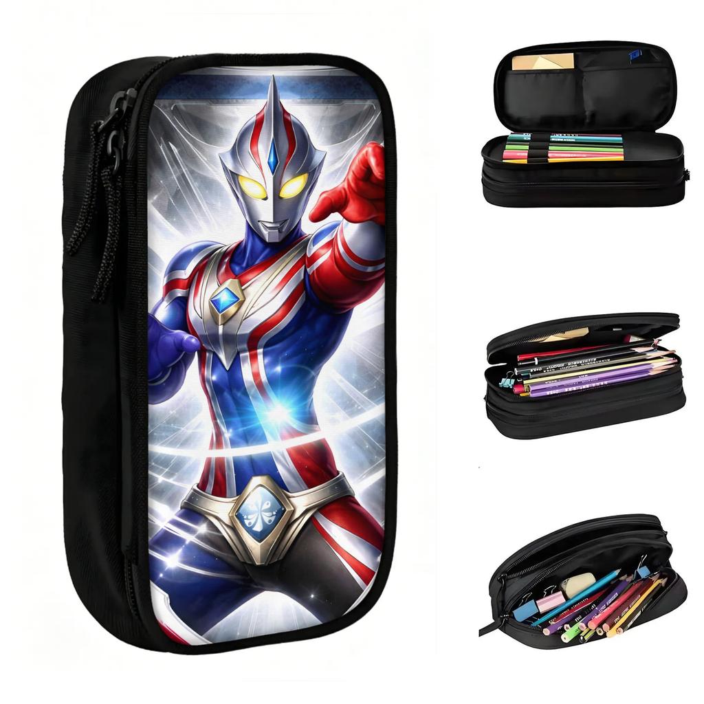 Custom Ultraman Hot Japan Comic Pencil Case for Girls Boys Large Storage Pen Bag Box School Supplies