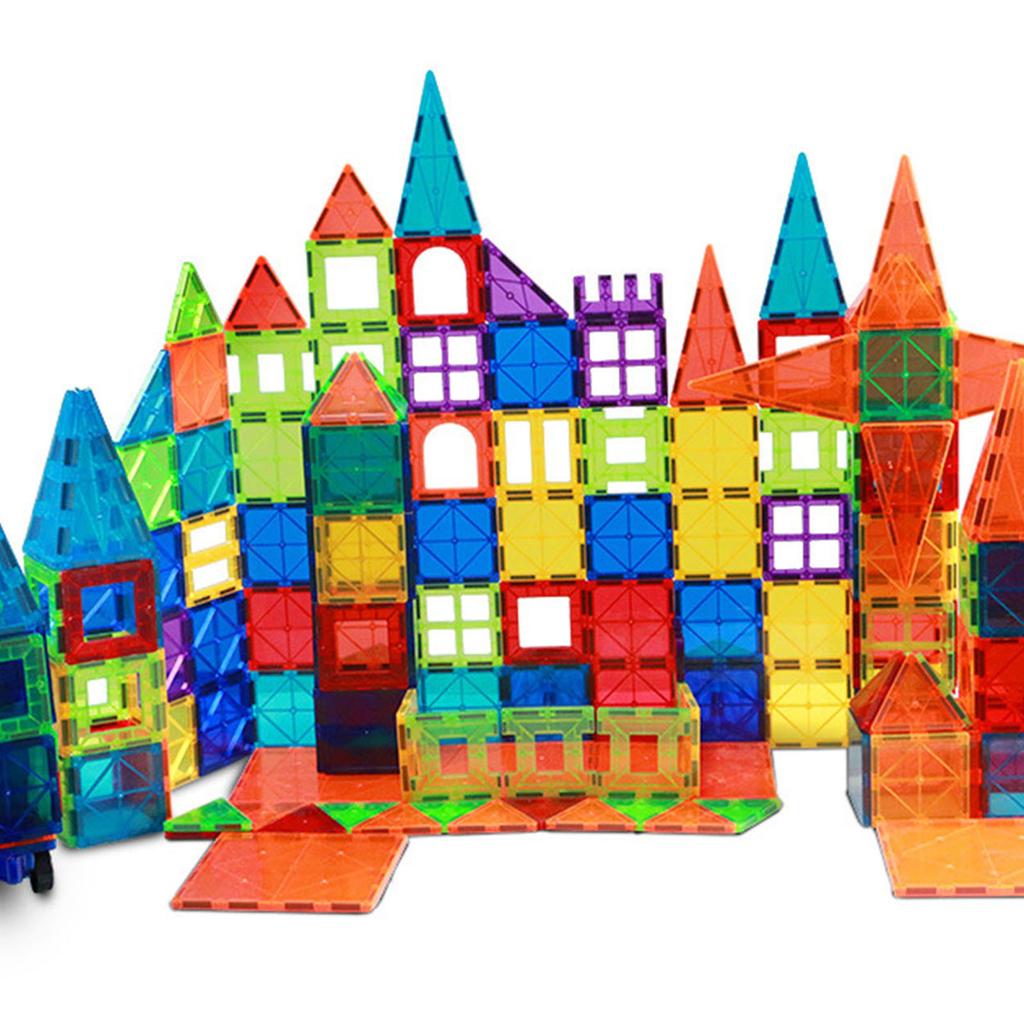 60 Pcs Magnetic Construction Toy Set Clear 3D Building Stacking Blocks Playboards Educational Toys