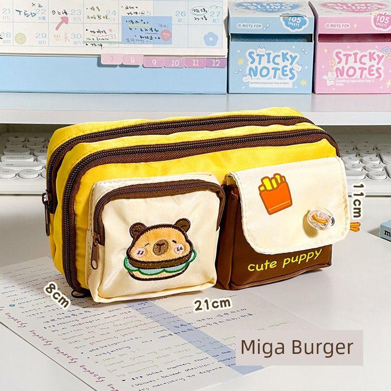 

Grade Three Class Two Pencil Case Good-looking Large Capacity Girls 2025 New Arrival Student Stationery Bag Pencil Case School Opening Good Things [7-storey large capacity] Rice coffee Burger