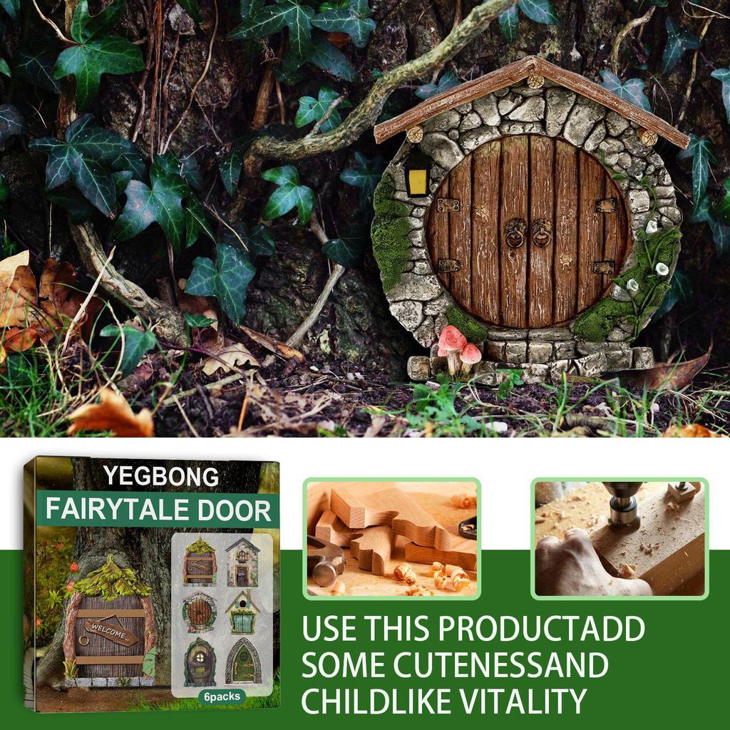 Yegbong Garten Märchen Miniatur Holztür für Hofdekoration