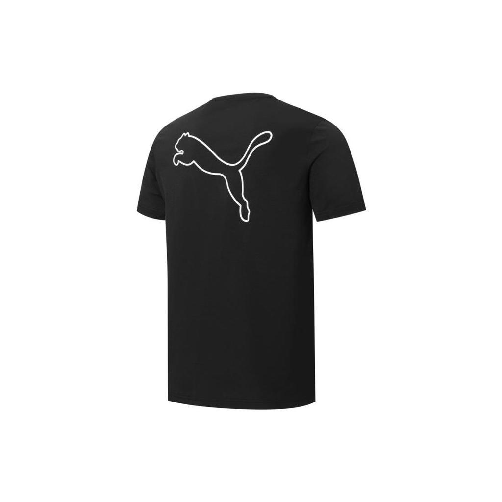 Puma Large Logo Back Crew Neck Casual Short Sleeve T-Shirt Unisex Tops Black 671961-01