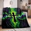 1pc Aurora Cross Print Blanket   Lightweight Flannel Throw Blanket For Sofa, Bed, Living Room, Office, Outdoor Travel, Camping