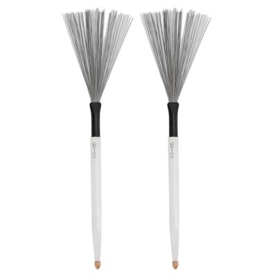 2PCS Drum Brush Double Headed Dual Purpose Maple Drumstick Rubber Steel Wire Portable Percussion