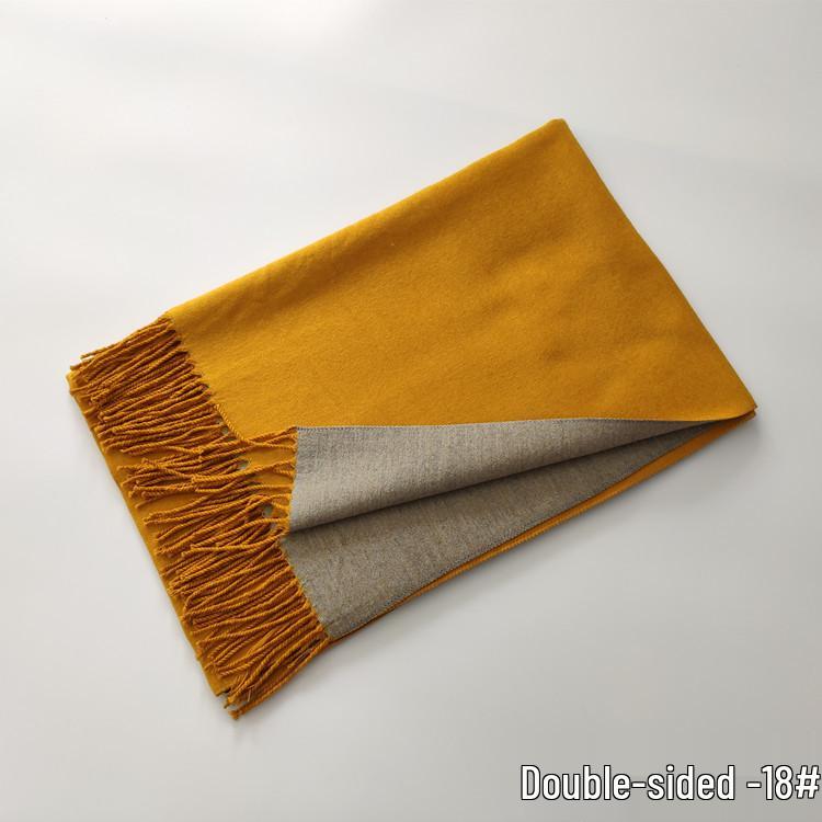 2024 Autumn/Winter Imitation Cashmere Double-Sided Red Scarf - Solid Color, Warm Shawl for Women, European & American Style.