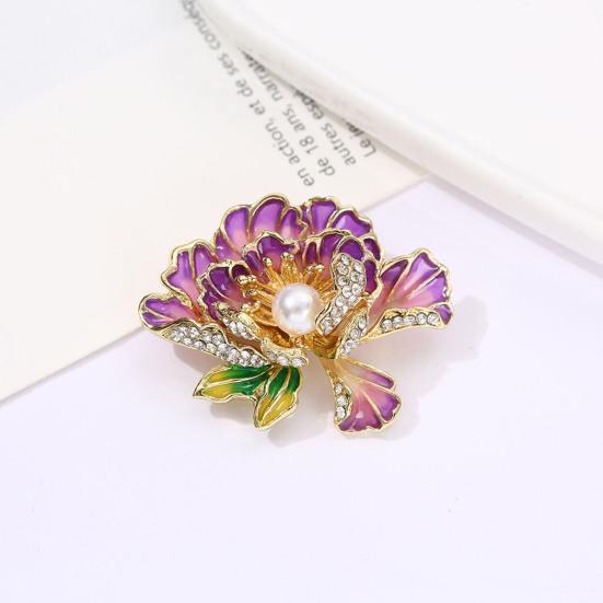 Alloy Brooch Imitation Pearls Inlaid Three Dimensional Flower Maple Design Pin Sweaters