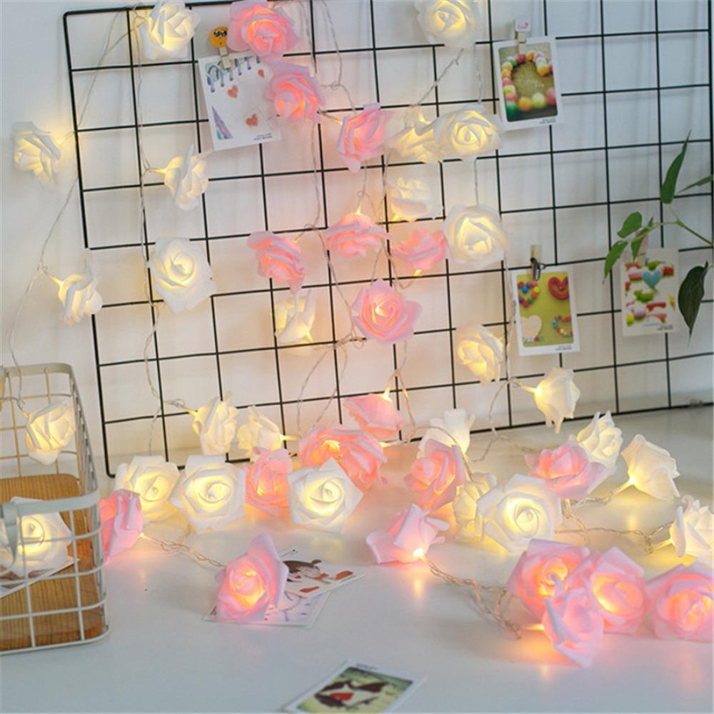 Battery Operated Outdoor Lamp Rose String Light Flower Fairy Light Light String Wedding Decoration