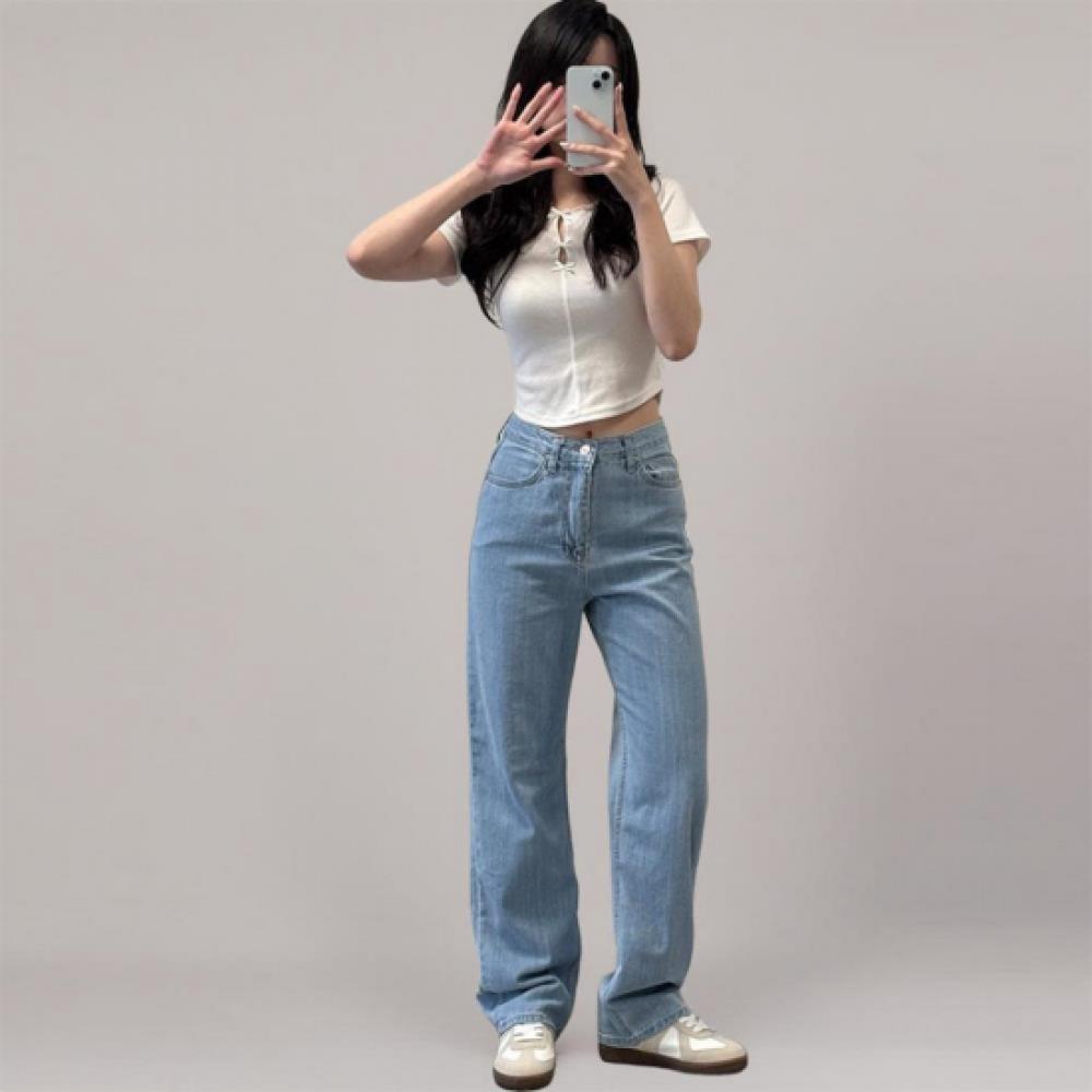 New ArrivalS Open Run Women S Slim Straight Fit Light Blue Denim pantS
