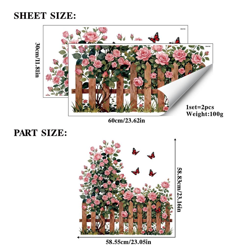 Rose Trellis Floral Wall Sticker Self-Adhesive Removable Waterproof Home Decor