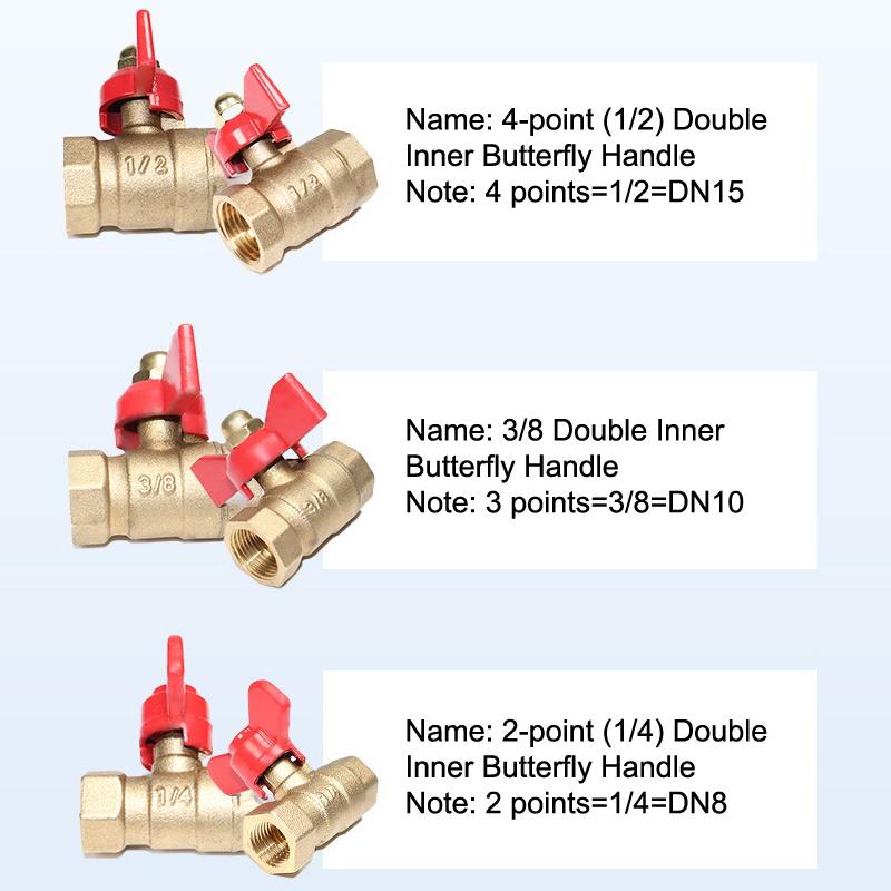 1pc Butterfly Stem Brass Ball Valve 1/4" 3/8" 1/2" BSP Threaded Male To Female Air Compressor Water Gas Oil Shut Off Valve