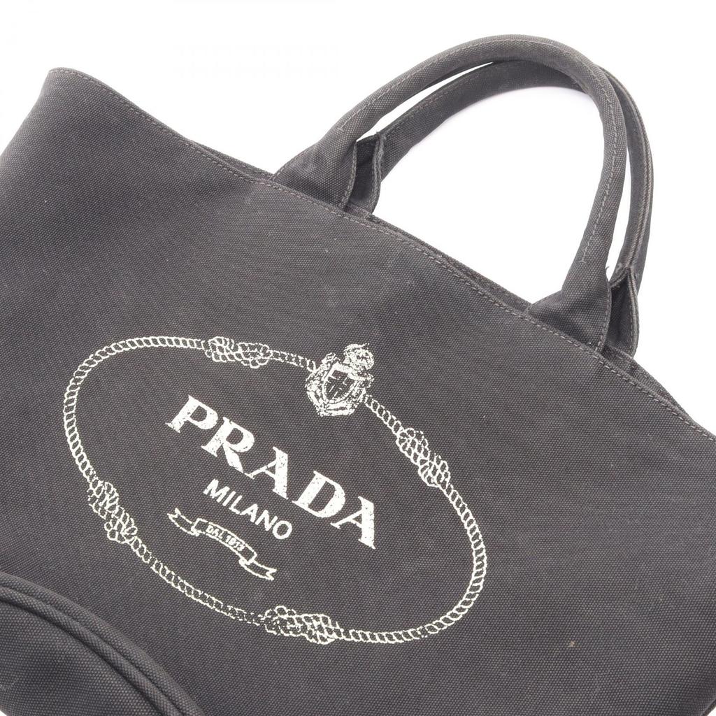 Used PRADA CANAPA Canapa Tote Bag Canvas Black Used Women