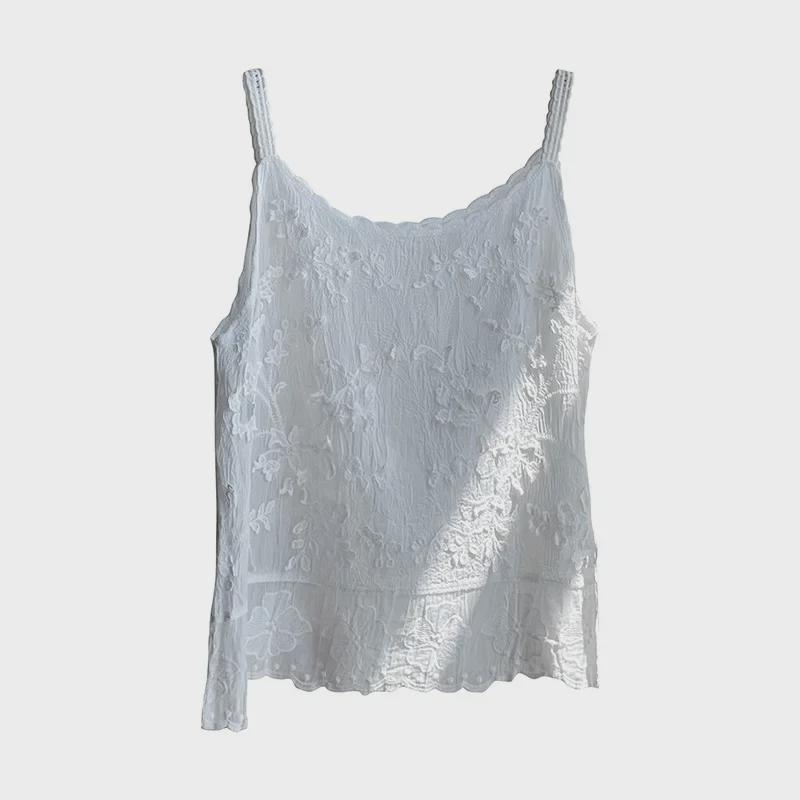 Sweet Lace Jacquard Suspenders Top for Women's Spring/Summer 2025 - YL201